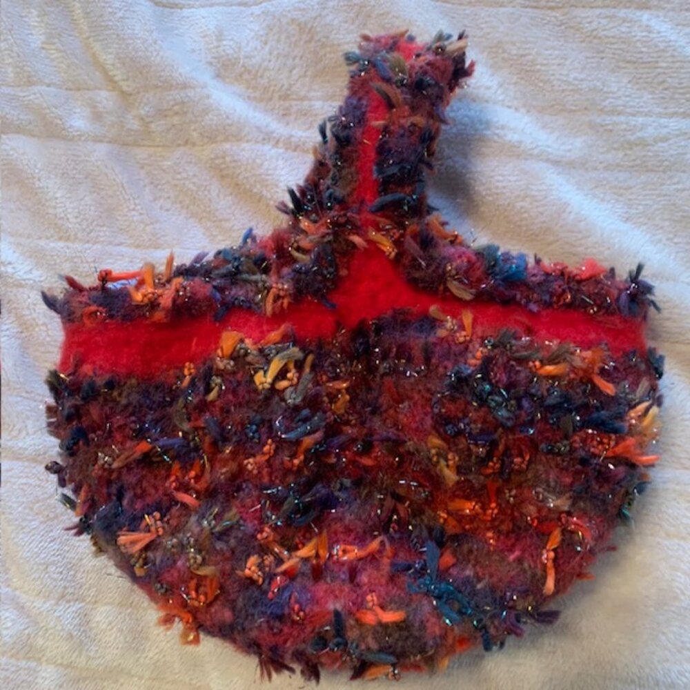 Handmade design of multi-colored felted purse